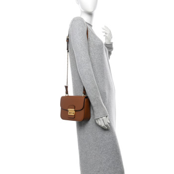 MIU MIU City Calf Lock Shoulder Bag Cognac