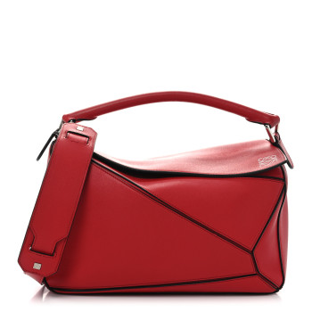 LOEWE Calfskin Medium Puzzle Bag Scarlet