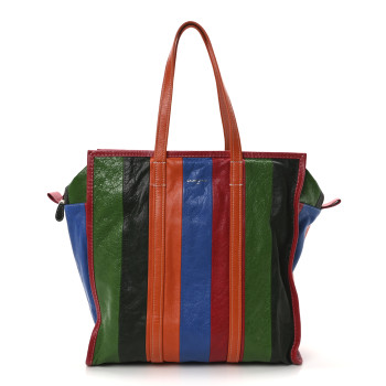 BALENCIAGA Veau Arena Multicolore Medium Bazar Shopper Tote Vert Emeraude Black