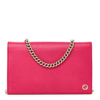 GUCCI Textured Calfskin Medium Betty Chain Wallet Blossom