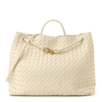 BOTTEGA VENETA Nappa Intrecciato Large Andiamo Shoulder Bag Sea Salt