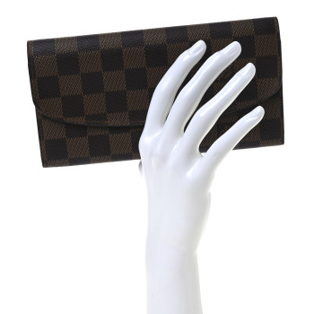 LOUIS VUITTON Damier Ebene Emilie Wallet Red
