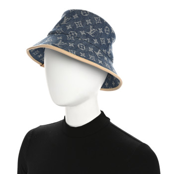 LOUIS VUITTON Monogram Denim Jacquard LV Remix Bucket Hat Blue