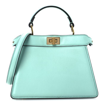 FENDI Shiny Nappa Petite Peekaboo I SEE U Satchel Spring Turquoise