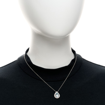TIFFANY Platinum Diamond Aquamarine Pear Shaped Soleste Pendant Necklace