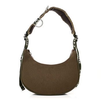 CELINE Cotton Gabardine Medium Ava Trekking Shoulder Bag Khaki