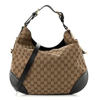 GUCCI Monogram Medium Patti Stud Hobo Black