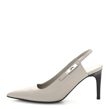 HERMES Nappa Lover 80 Slingback Pumps 36 Beige Galet