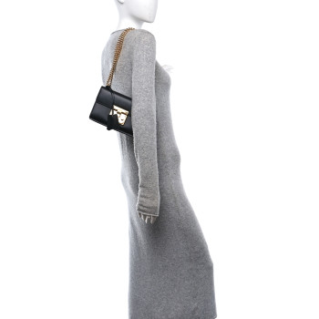 GUCCI Calfskin Small Padlock Shoulder Bag Black