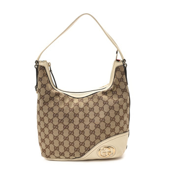 GUCCI Monogram Medium New Britt Hobo Off White