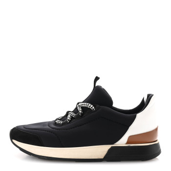 HERMES Technical Canvas Womens Miles Sneakers 38 Black White