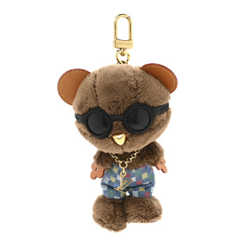 LOUIS VUITTON Faux Fur LV Louis Bear Bag Charm Key Holder Blue LOUIS VUITTON Faux Fur LV Louis Bear Bag Charm Key Holder Blue
