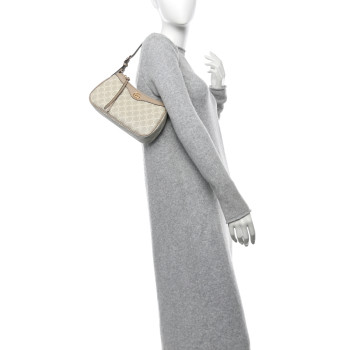 GUCCI GG Supreme Monogram Textured Dollar Calfskin Small Ophidia Hobo Beige Mystic White Oatmeal