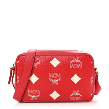 MCM Maxi Visetos Aren Crossbody Candy Red