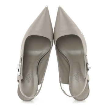 HERMES Nappa Lover 80 Slingback Pumps 36 Beige Galet