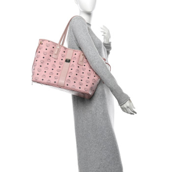 MCM Visetos Medium Liz Reversible Shopper Tote Soft Pink