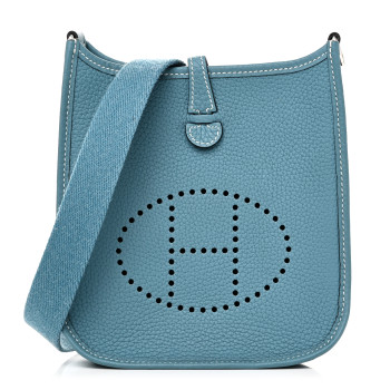 HERMES Taurillon Clemence Evelyne TPM New Blue Jean