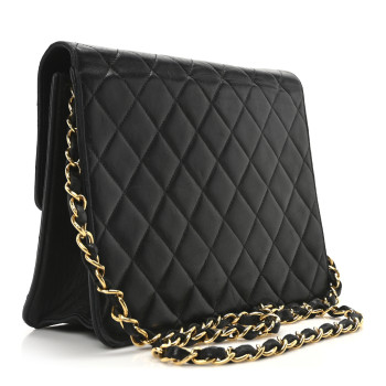 CHANEL Lambskin Quilted Small Single Flap Black