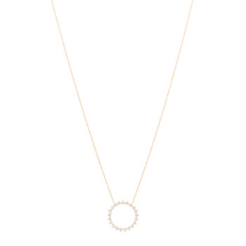 TIFFANY 18K Rose Gold Diamond Medium Open Circle Pendant Necklace