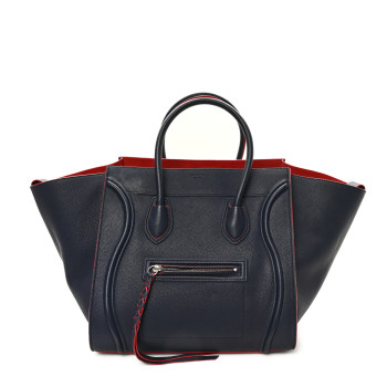 CELINE Supple Calfskin Large Phantom Luggage Navy Blue Red