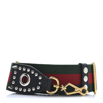 GUCCI Canvas Web Studded Wide Shoulder Strap Green Red