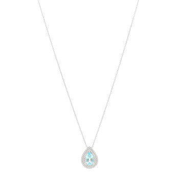 TIFFANY Platinum Diamond Aquamarine Pear Shaped Soleste Pendant Necklace