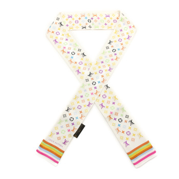 LOUIS VUITTON Silk Monogram Multicolor Bandeau White