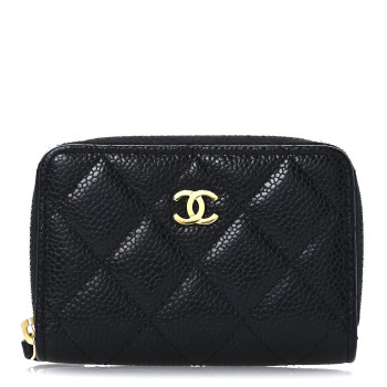 CHANEL Caviar Quilted Zip Coin Purse Black