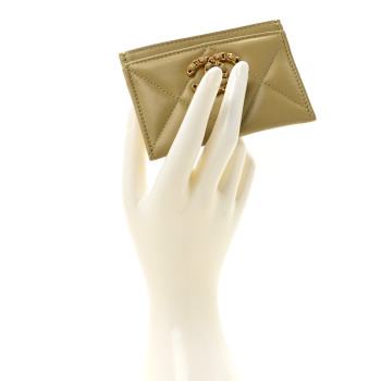 CHANEL Lambskin Quilted Chanel 19 Card Holder Light Green