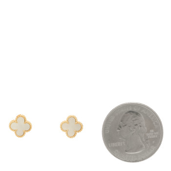 VAN CLEEF & ARPELS 18K Yellow Gold Mother of Pearl Sweet Alhambra Earrings