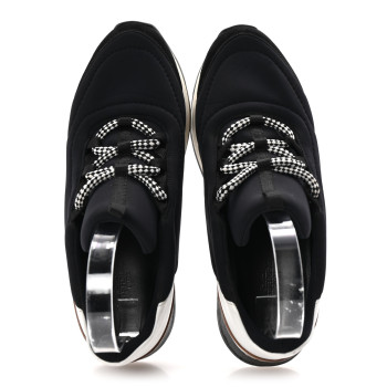 HERMES Technical Canvas Womens Miles Sneakers 38 Black White