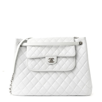CHANEL Caviar Quilted Maxi Paris Edinburgh Flap White