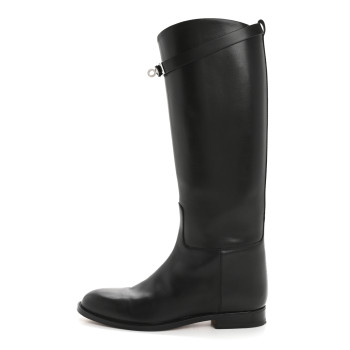 HERMES Box Kelly Jumping Boots 38 Black
