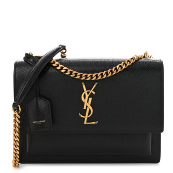 SAINT LAURENT Calfskin Medium Monogram Sunset  Black