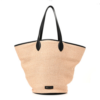 KHAITE Raffia Calfskin Osa Medium Tote Natural Black
