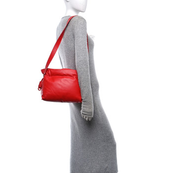 LOEWE Calfskin Flamenco Puffer Knot Bag Red