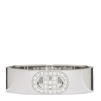 HERMES 18K White Gold Diamond PM H D'Ancre Ring 57 8
