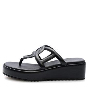 HERMES Nappa Gipsy Sandals 38 Black