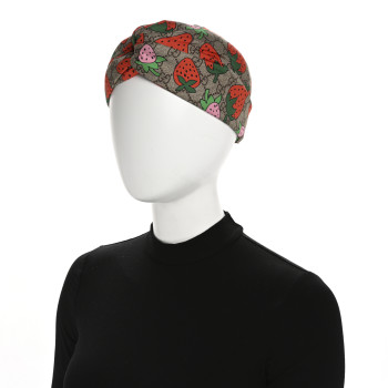 GUCCI Silk Monogram Strawberry Print Headband M