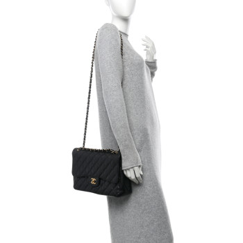 CHANEL Caviar Quilted Jumbo Double Flap Black