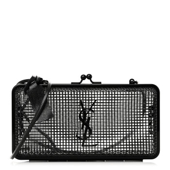 SAINT LAURENT Brass Lambskin Monogram Cassandre Cage Bag Black