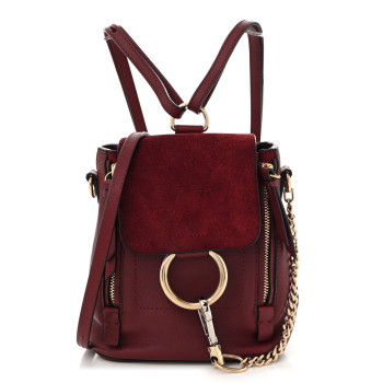 CHLOE Suede Calfskin Mini Faye Backpack Earthy Red