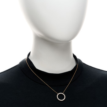 TIFFANY 18K Rose Gold Diamond Medium Open Circle Pendant Necklace