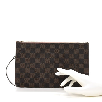 LOUIS VUITTON Damier Ebene Neverfull MM GM Pochette Rose Ballerine