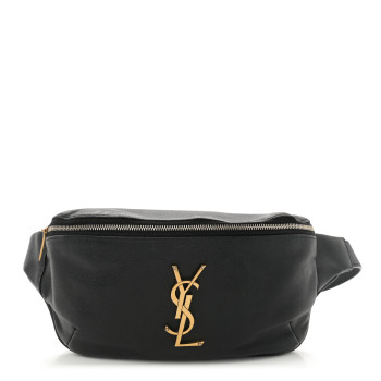 SAINT LAURENT Grain De Poudre Monogram Belt Bag Black