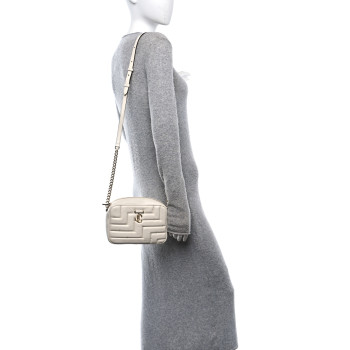 JIMMY CHOO Nappa Quilted Studded Varenne Camera Bag White