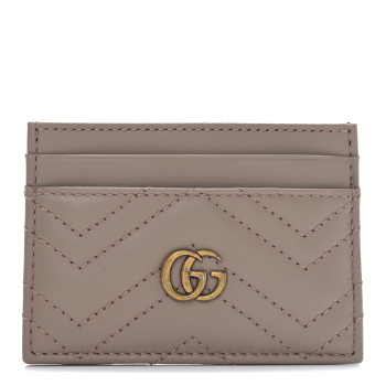 GUCCI Calfskin Matelasse GG Marmont Card Holder Porcelain Rose