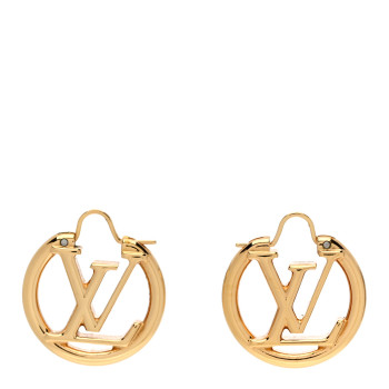 LOUIS VUITTON Metal Small Louise Hoop Earrings Gold
