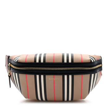 BURBERRY E-Canvas Icon Stripe Sonny Bum Bag Archive Beige