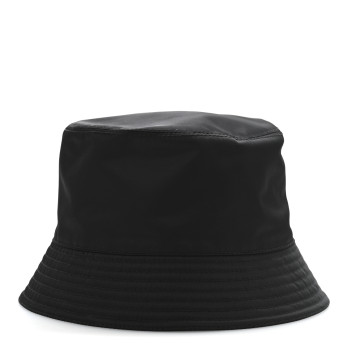 PRADA Re-Nylon Metal Triangle Logo Womens Bucket Hat L Black